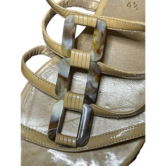 Stuart Weitzman Strappy Tortoiseshell & Leather Wedge Sandals 6.5 - Picture 3 of 9